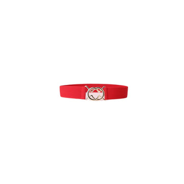 Red Interloop Leather Elastic Belt